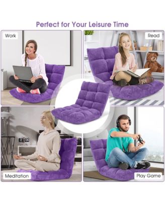 Adjustable 14-Position Floor Chair Folding Lazy Gaming Sofa Chair Cushioned