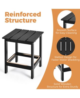 Patio 15" End Side Coffee Table Square Wooden Slat Garden