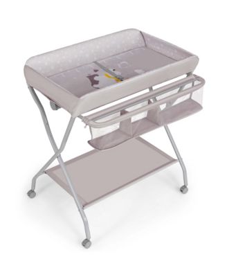 Baby Changing Table Folding Diaper Changing Station w/ Safety Belt & Wheels