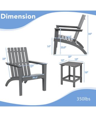 2PCS Patio Adirondack Chair Side Table Set Solid Wood Garden Deck
