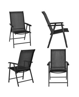 4PCS Patio Folding Dining Chairs Portable Camping Armrest Garden