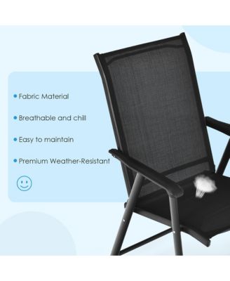 4PCS Patio Folding Dining Chairs Portable Camping Armrest Garden