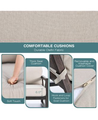 2PCS Patio Loveseat Coffee Table Set 6'' Thick Cushion Garden