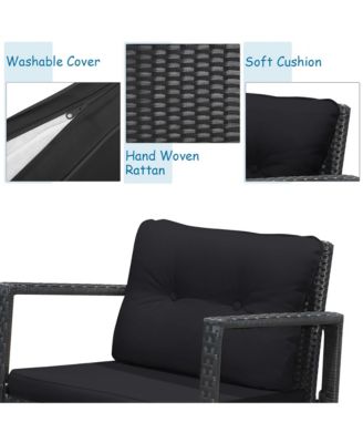 3PCS Patio Wicker Rattan Sofa Set Outdoor Sectional Conversation Set Garden Lawn