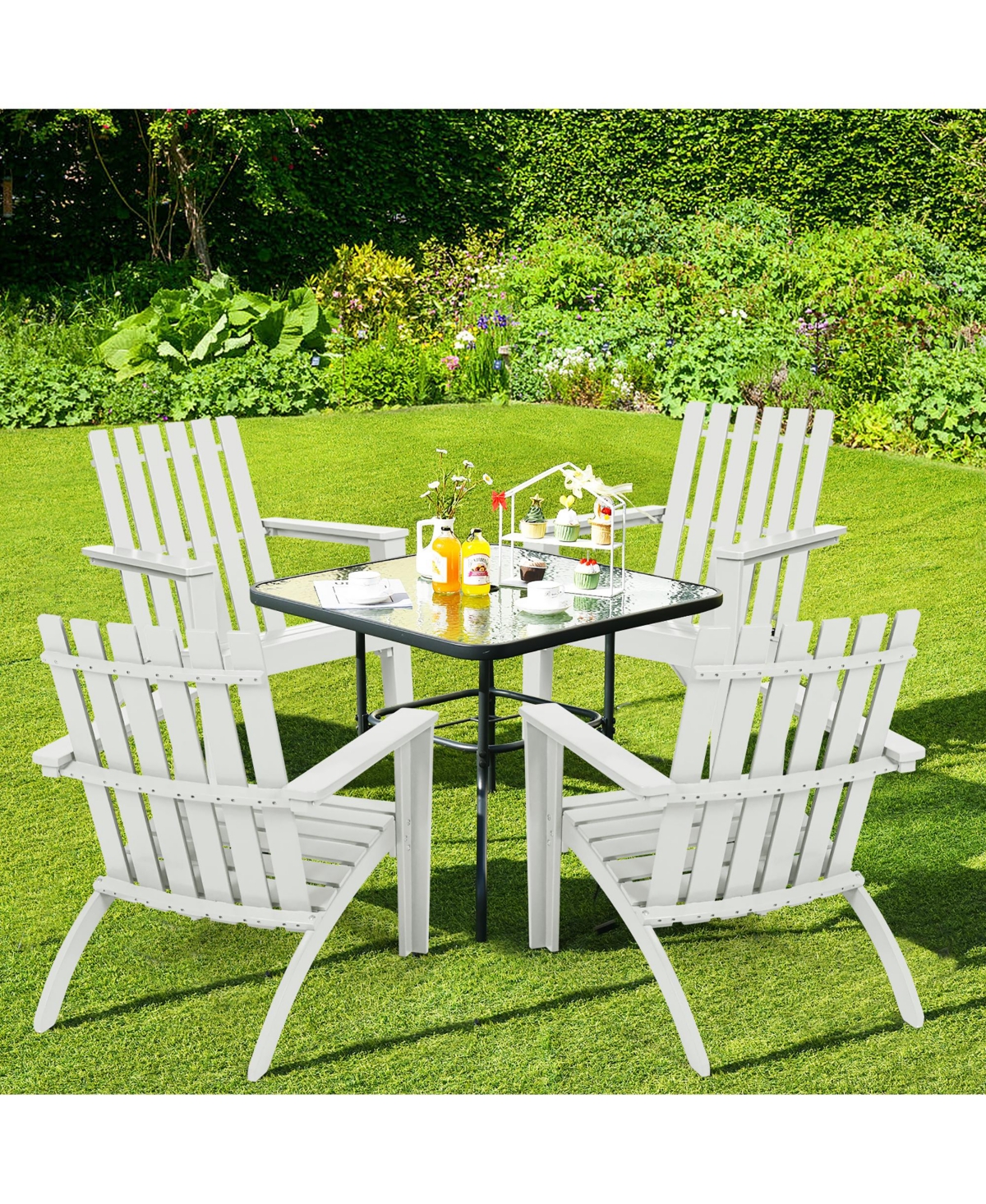 Costway Patio Adirondack Chair Acacia Wood Lounge Armrest Garden Deck