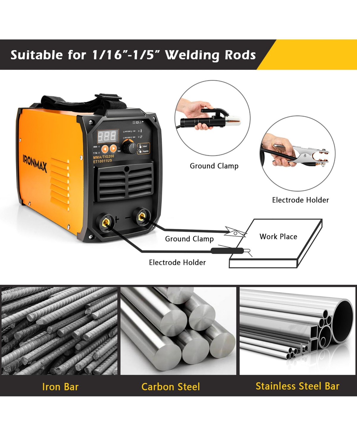 Costway Mma Welder 110/220V Arc Welding Machine Multifunctional Igbt W/ Electrode Holder