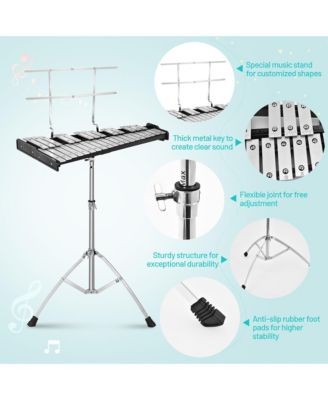 32 Note Glockenspiel xylophone Percussion Bell Kit w/ Adjustable Stand