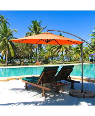 10 FT Patio Offset Umbrella w/8 Ribs Cross Base Tilt