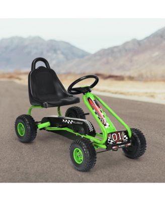 Kids Pedal Go Kart 4 Wheel Ride On Toys w/ Adjustable Seat & Handbrake