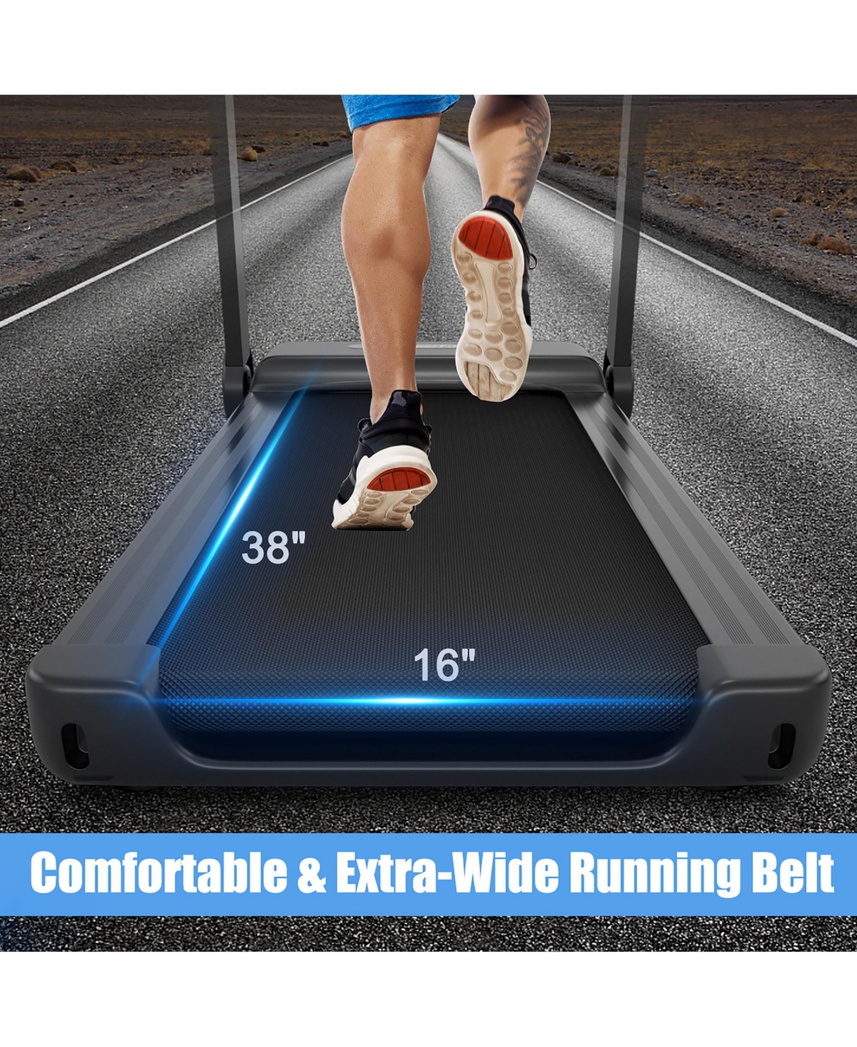 Costway 2.25HP Electric Treadmill Running Machine App Control for Home Office