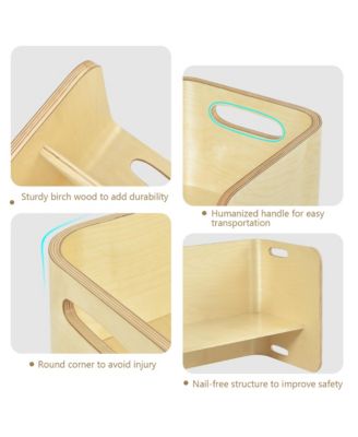 3 Piece Kids Wooden Table & Chair Set Children Multipurpose Homeschool Furniture