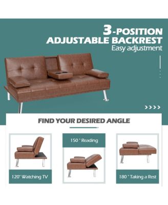 1 piece  Leather Convertible Folding Futon Sofa Bed