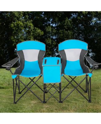 Portable Folding Camping Canopy Chairs w/ Cup Holder Cooler