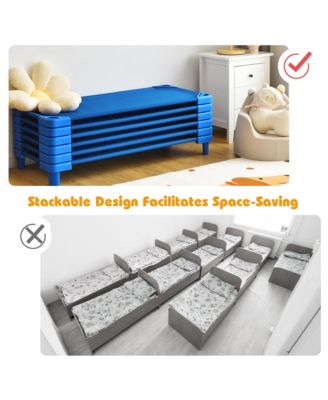 Pack of 6 Kids Stackable Naptime Cot 52" L x 23" W Daycare Rest Mat
