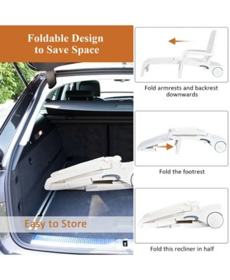 Patio Lounge Chair Chaise Adjustable Recliner Weather Resistant Wheels