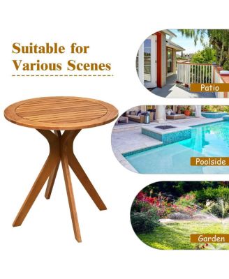 27 InchOutdoor Round Solid Wood Coffee Side Bistro Table