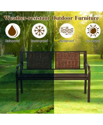 Patio Garden Bench with Powder Coated Steel Frame