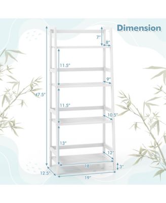 Multifunctional 4 Shelf Bamboo Bookcase Ladder Plant Flower Stand Rack Storage