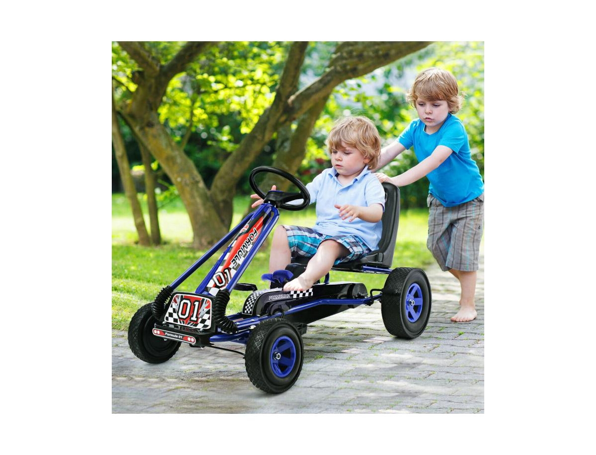 Slickblue 4 Wheels Kids Ride On Pedal Powered Bike Go Kart Racer Car Outdoor Play Toy