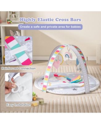 Baby Play Gym Mat 7-in-1 Tummy Time Activity Mat with 5 Detachable Toys-Multicolor
