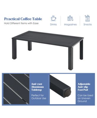 4PCS Patio Conversation Furniture Set Outdoor Cushioned Sectional Sofa Set