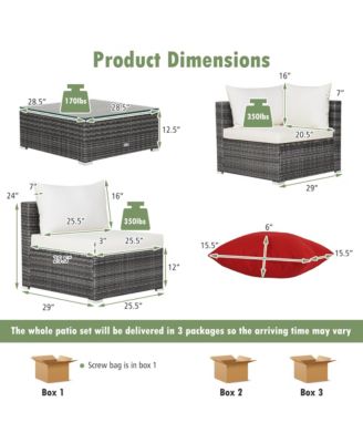 7PCS Patio Rattan Sectional Sofa Set Outdoor Furniture Set w/ Cushions