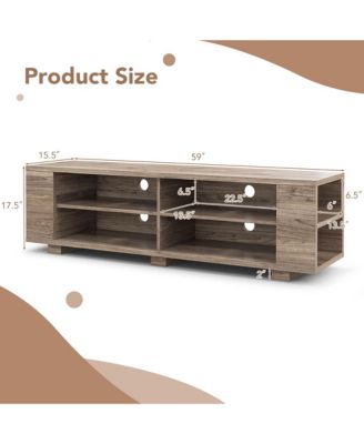 59" Wood TV Stand Console Storage Entertainment Media Center with Shelf