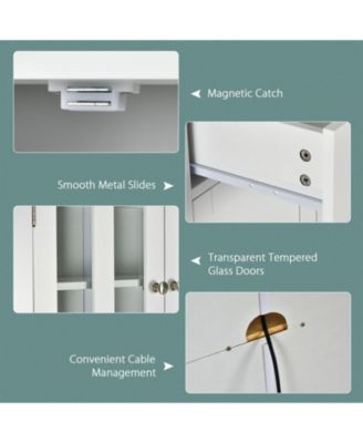 67" Tall MDF, Engineered & Rubber Wood, Wood Top, Hutch, Adjustable Shelves, Glass Doors Kitchen Pantry Cabinet