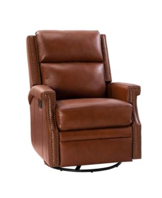 Echidna Transitional Genuine Leather Swivel Rocker Recliner