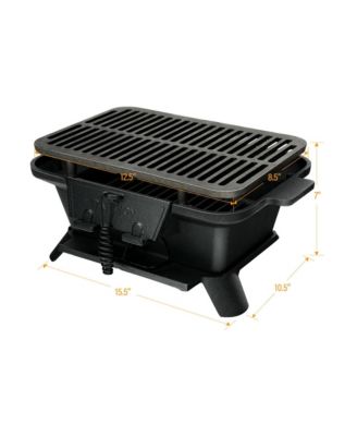 Heavy Duty Cast Iron Charcoal Grill Tabletop BBQ Grill Stove for Camping Picnic