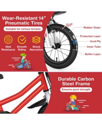 14'' Kid's Bike with Removable Training Wheels & Basket for 3-5 Years Old