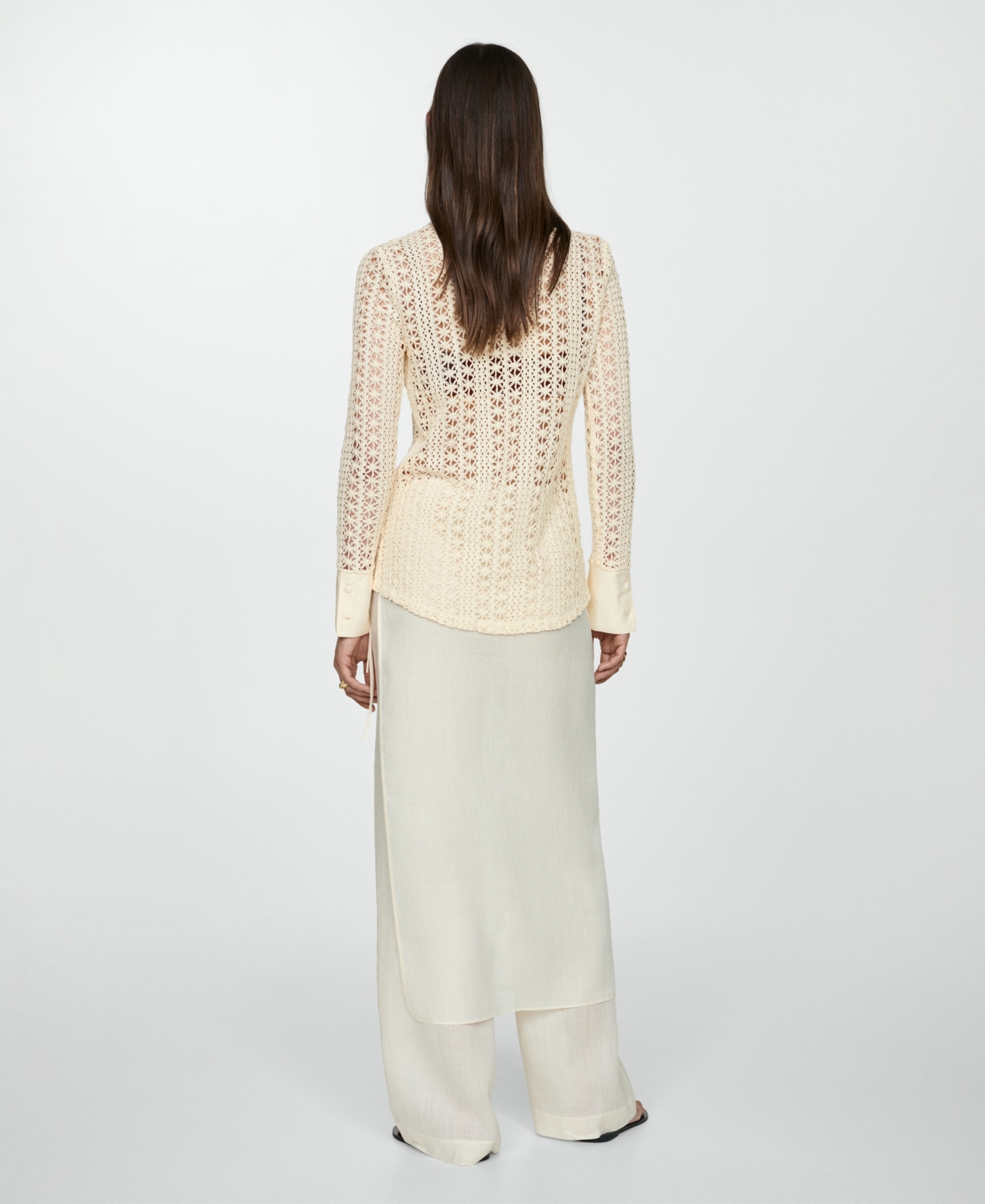 Mango Women's Regular Crochet Shirt In Ecru