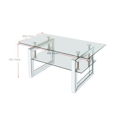 Tempered Glass Coffee Table (39.4" x 19.7" x 17.7")