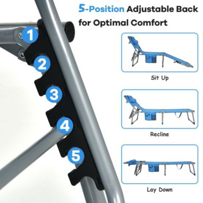 Foldable Lounge Chair Adjustable Folding Recliner Beach Patio