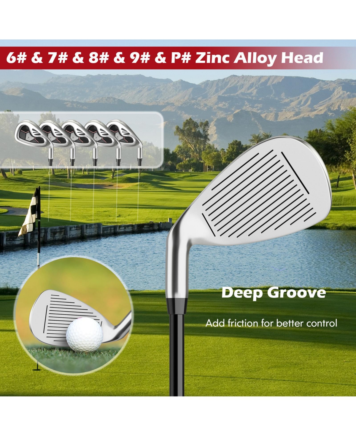 9 Pcs Women's Complete Golf Club Set Right Handed with 460cc Alloy Driver Irons