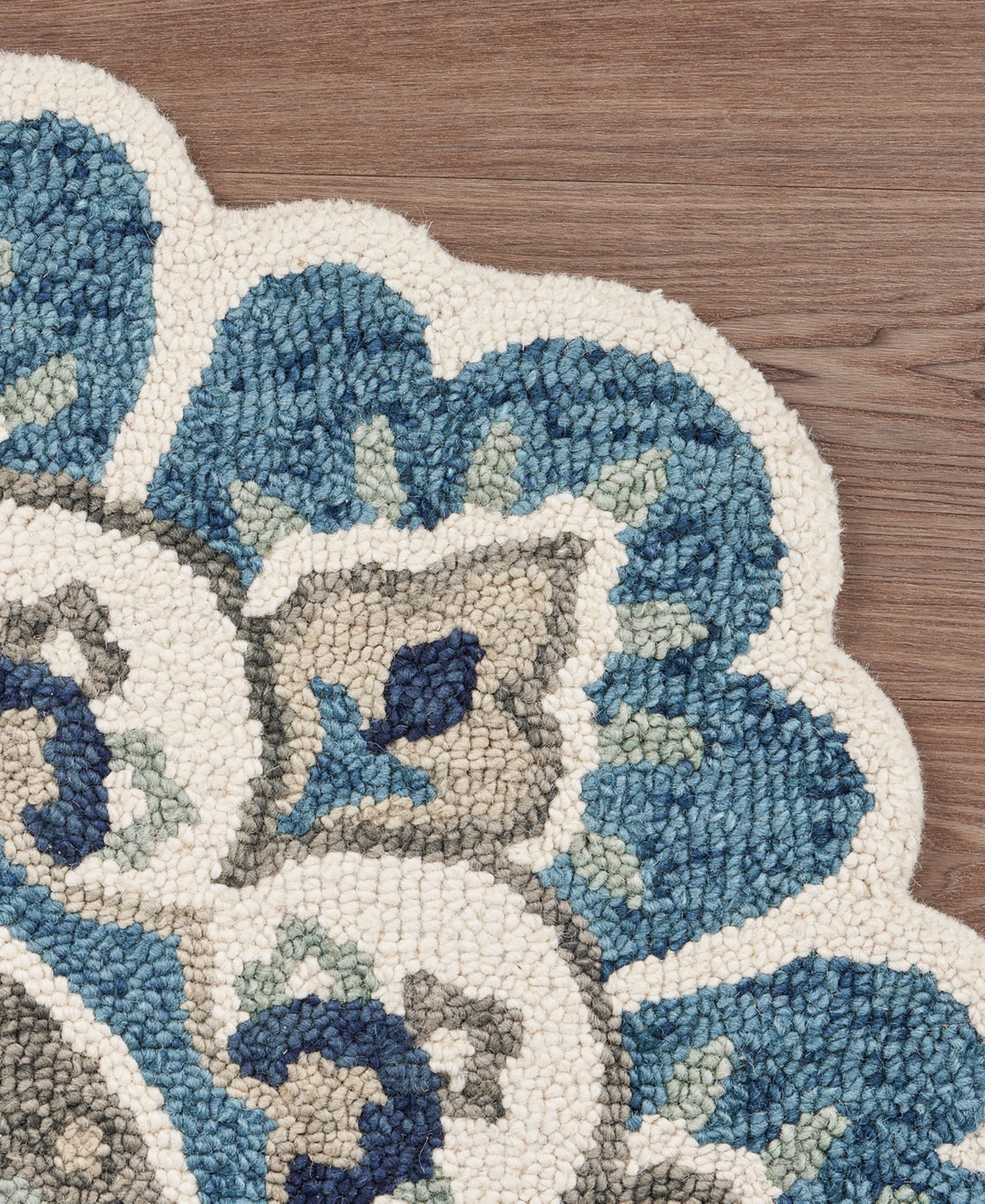 Lr Home Radiance Rdc54094 5'x5' Round Area Rug In Ivory-teal