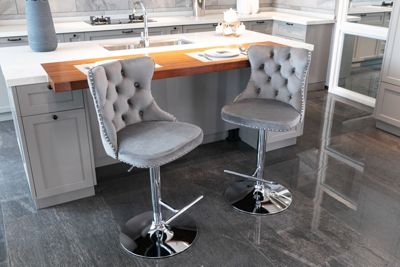 (Set of 2) Velvet Swivel Bar Stools