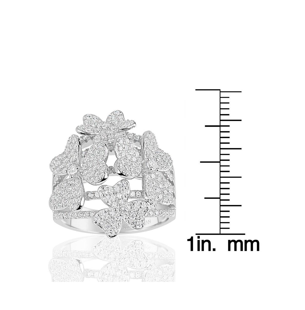 Suzy Levian New York Suzy Levian Sterling Silver Cubic Zirconia Multi Flower Ring