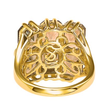 Suzy Levian Sterling Silver Cubic Zirconia Emerald-cut Cluster Ring