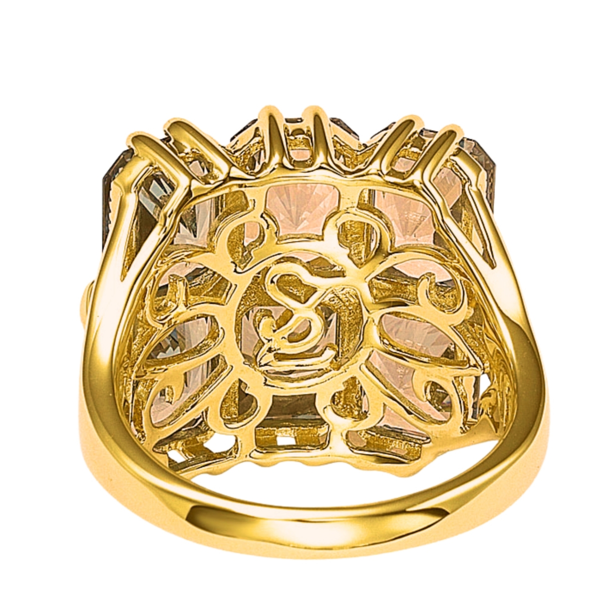 Suzy Levian New York Suzy Levian Sterling Silver Cubic Zirconia Emerald-cut Cluster Ring