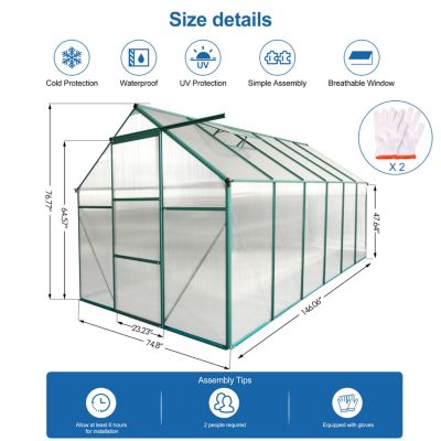 Aluminum Polycarbonate Greenhouse with Raised Base