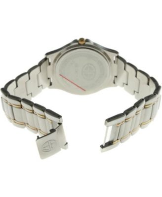 Men's Two-Tone Bracelet Watch with Two Tone Gold Plated & Silver Sport Bezel