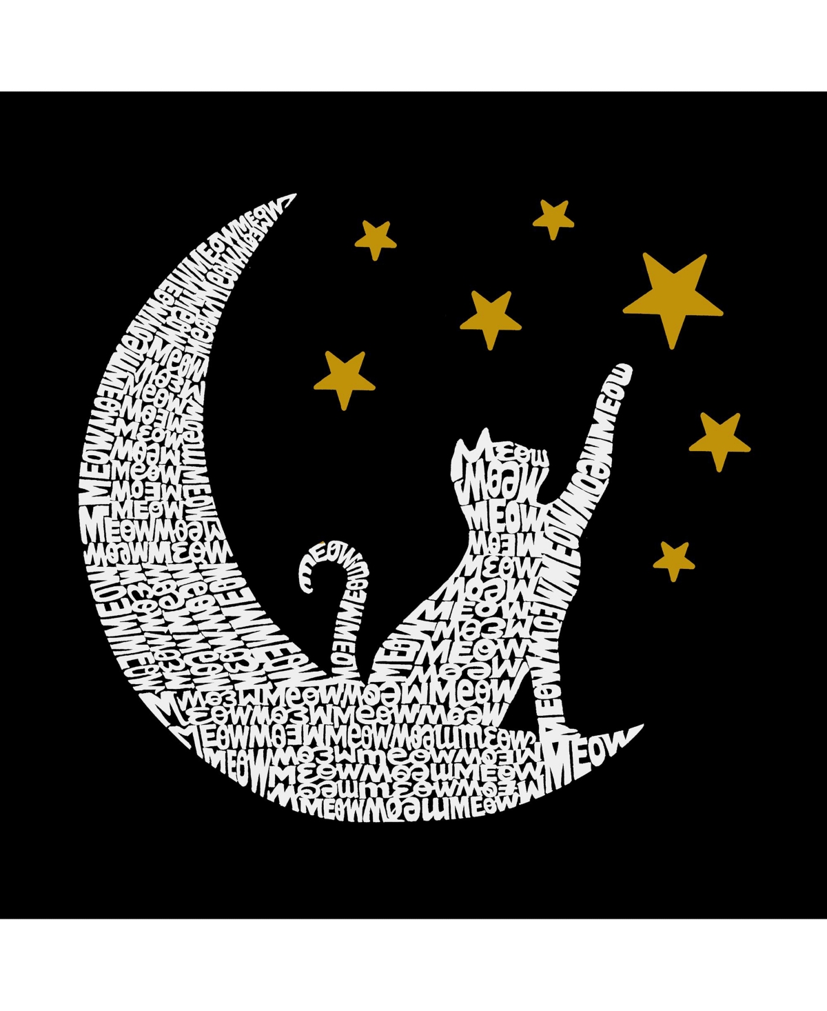La Pop Art Girls Cat Moon Word Art Long Sleeve T-Shirt