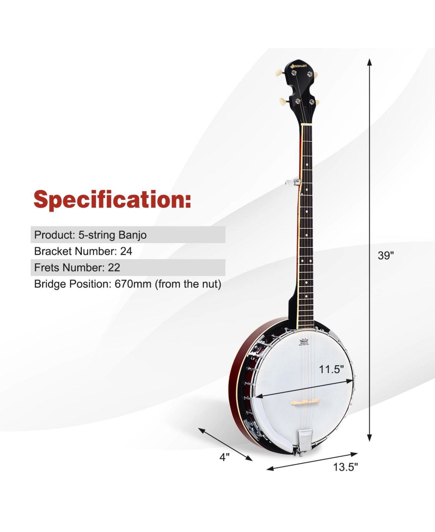 Детская игрушка SUGIFT 5-String Geared Beginner Banjo — фото 7