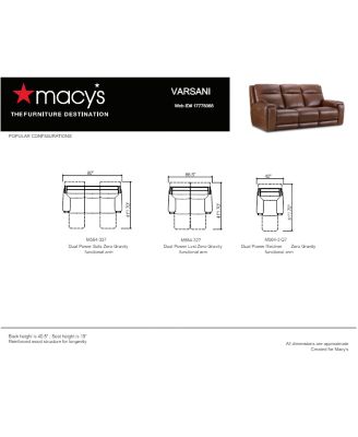 Macy's Varsani Zero Gravity Leather Sofa Collection Created For Macys In Chestnut