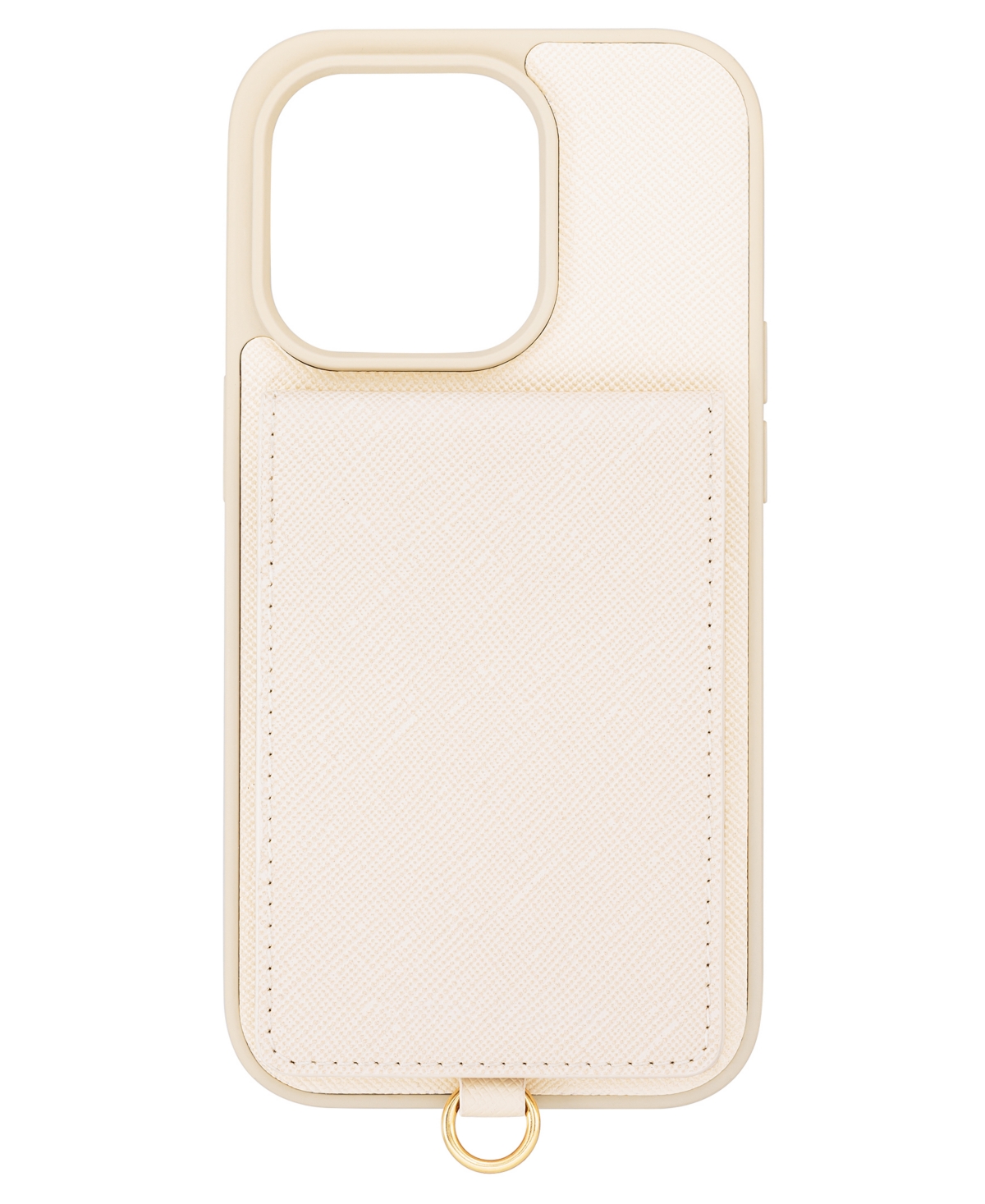 Women's Ivory Saffiano Leather iPhone 15 Pro Case - Ivory