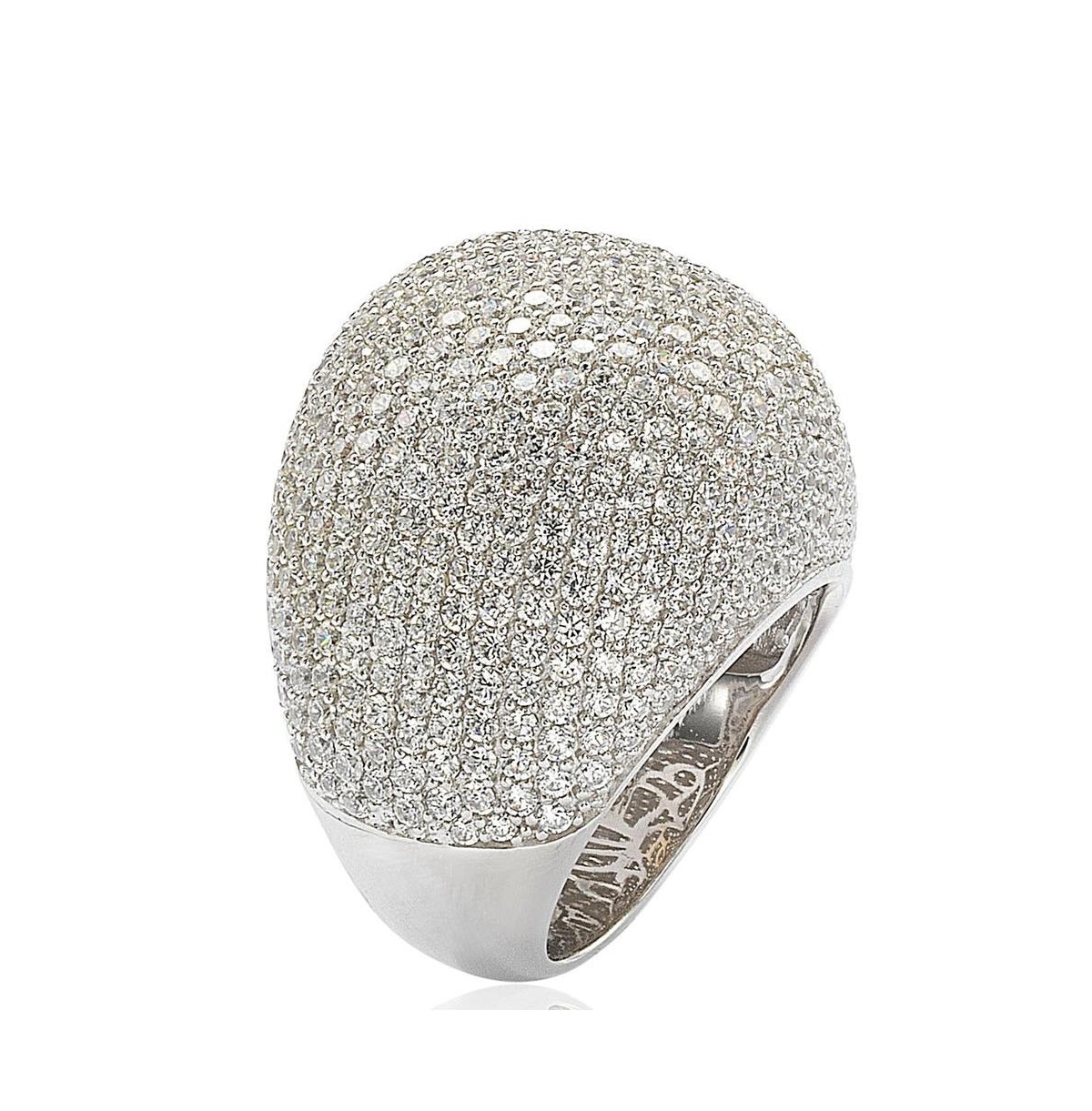 Suzy Levian Sterling Silver Cubic Zirconia Oversized Pave Puff Ring - White