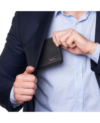 Unisex RFID Safe Zipper Wallet Genuine Leather Zip Around Bifold