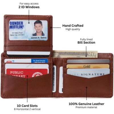 Men's Connor Executive Bifold Wallet | Business Passcase for Men | Premium Leather | Dual ID Windows | RFID Blocking | Gift Box Included