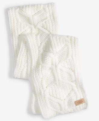 UGG® - Rib Edge & Logo Patch Solid Cable Knit Scarf